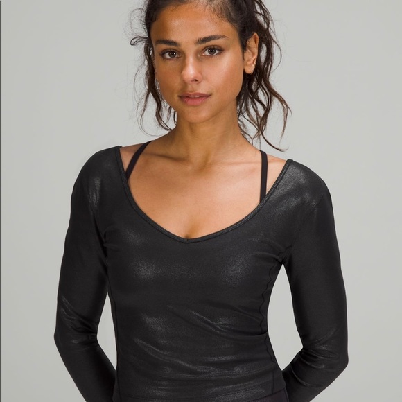 lululemon athletica Tops - Lululemon Leather Long Sleeve Crop Top - Size 2